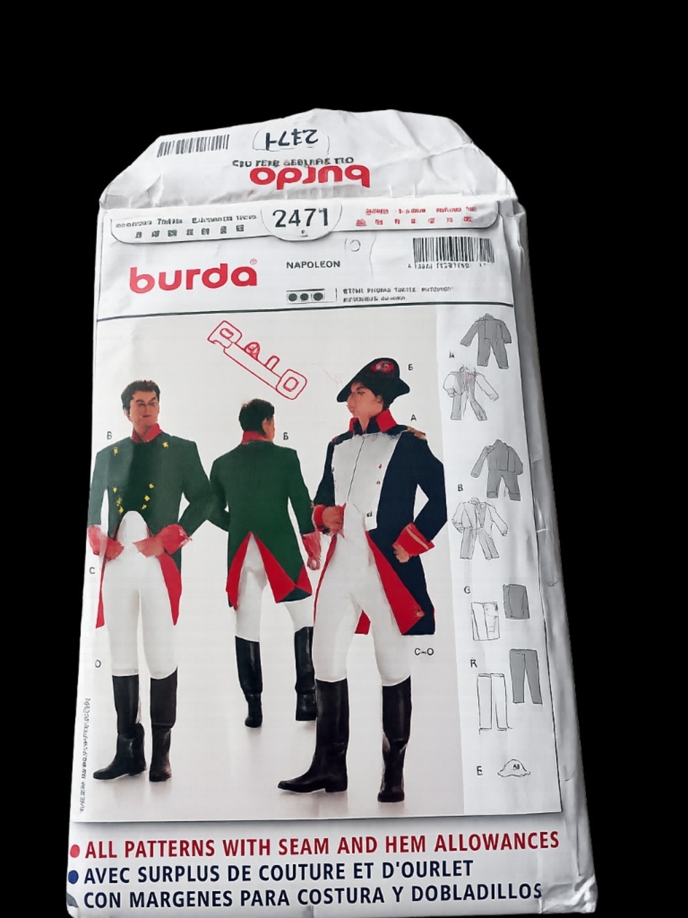 Burda Napoleon Costume Pattern Uncut Size 36-48 Cosplay Theater Uncut FF